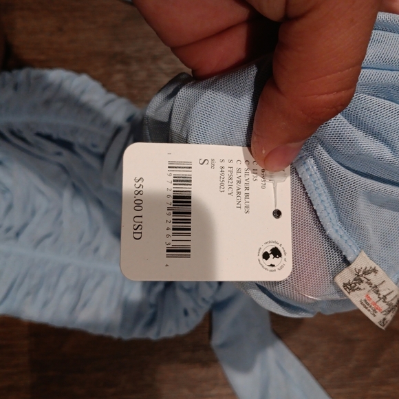 Free People Elegant Light Blue Ruched Bodysuit Size S New - Picture 4 of 5